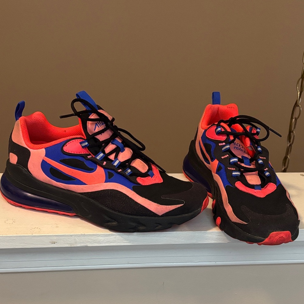 Nike Kids' Black and Pink Sneakers with Blue Accents